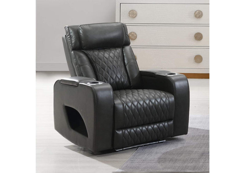 LV06232 Taddeo Power Motion Recliner with Power Headrest, USB, Wireless Charger and Led