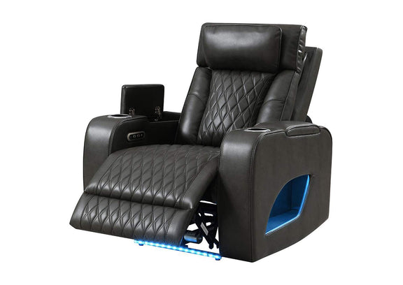 LV06232 Taddeo Power Motion Recliner with Power Headrest, USB, Wireless Charger and Led