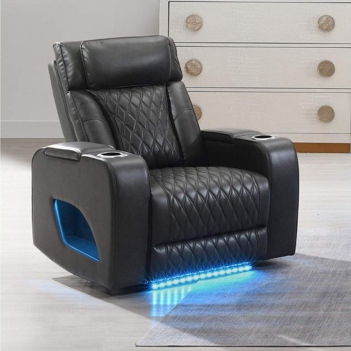 LV06232 Taddeo Power Motion Recliner with Power Headrest, USB, Wireless Charger and Led