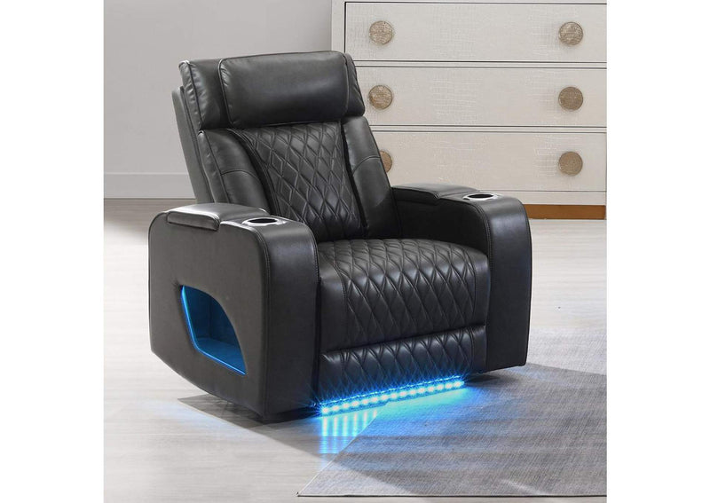 LV06232 Taddeo Power Motion Recliner with Power Headrest, USB, Wireless Charger and Led