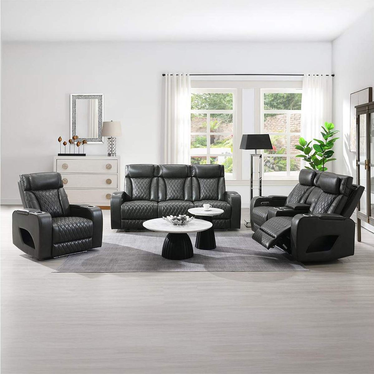 LV06232 Taddeo Power Motion Recliner with Power Headrest, USB, Wireless Charger and Led