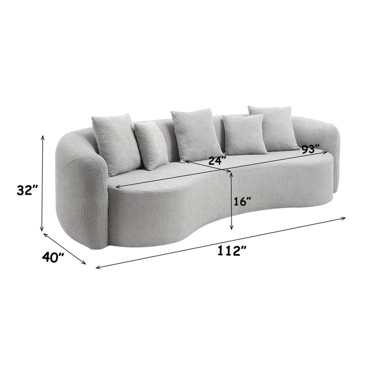 LV07150 Barasa Oversized Compressed Sofa with 5 Pillows