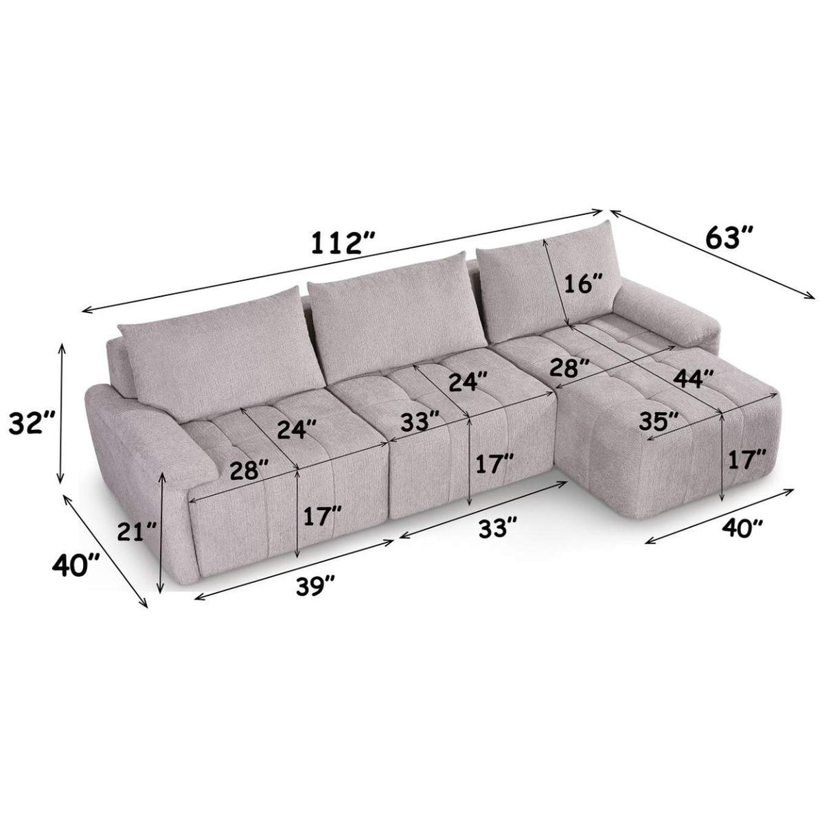 LV07170 Dorcas Compressed Sectional Sofa