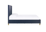9DKBH4 Argento Wave - Patterned Bed In Navy Blue And Burnished Brass