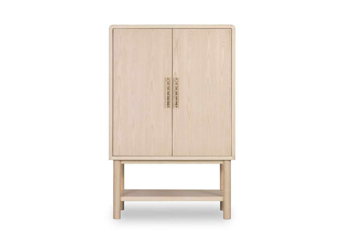 RSTP80 Zinnia Two Door Ash Wood Bar Cabinet In White Sand
