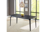 LJLF60 Nicoya Stone Top Rectangular Dining Table In Black Stone And Black Metal