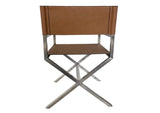 JVHH63 One Modern Coastal Director'S Dining Arm Chair In Cognac And Brushed Stainless Steel (Set of 2)