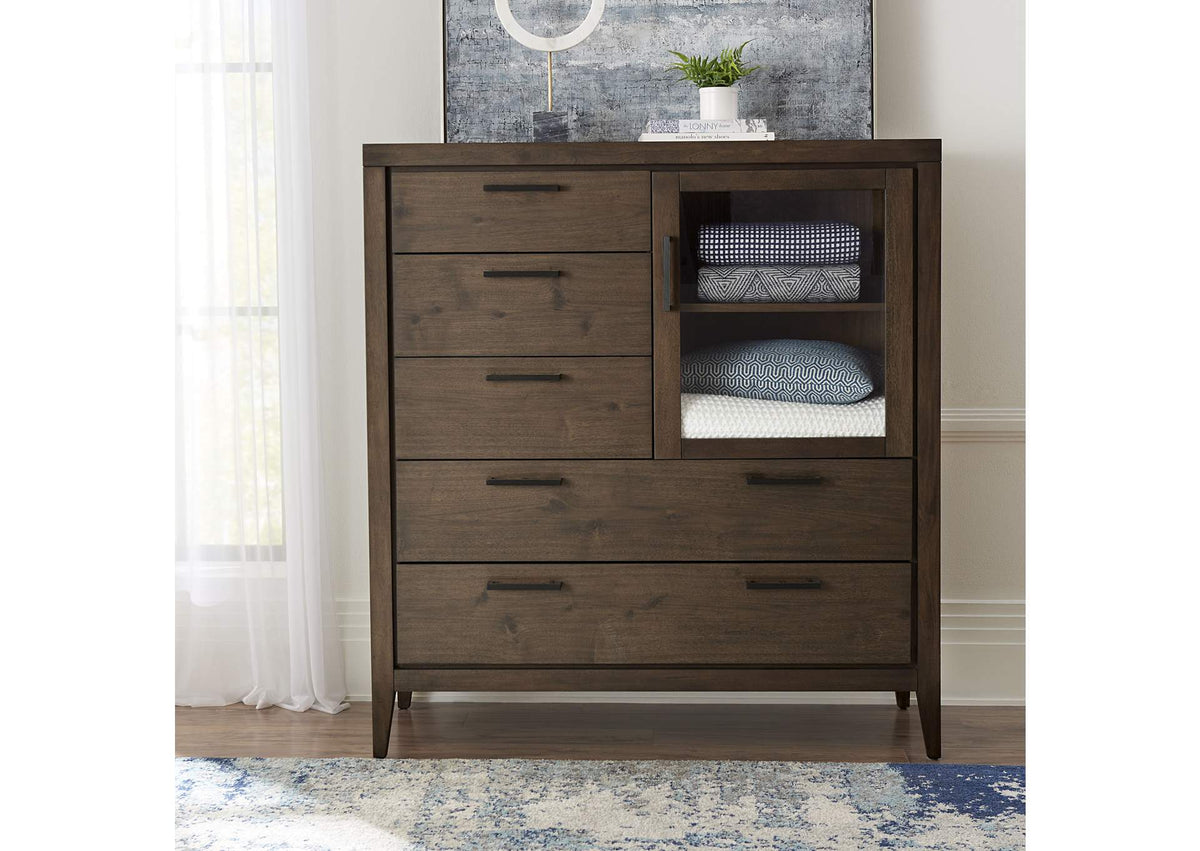 LWY686A Boracay Five Drawer One Door Walnut Sweater Chest In Wild Oats Brown (2024)