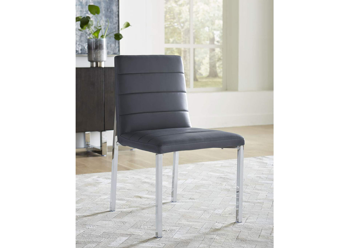 1AE866M Amalfi Metal Back Chair In Cobalt Leather (Set of 2)