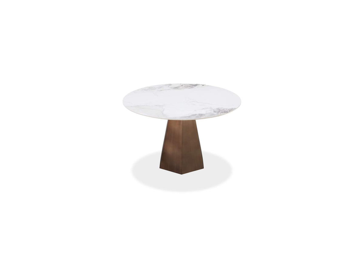 PWSZ60 Carmel Stone Top Round Dining Table In Chanelle And Bronze
