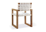 JVLH64A One Woven Leather And Solid Wood Dining Arm Chair In White And Bisque