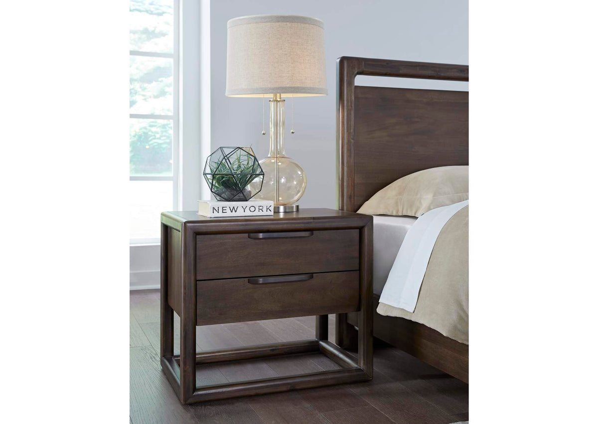 NXLJ81 Sol Two Drawer USB - Charging Nightstand In Brown Spice