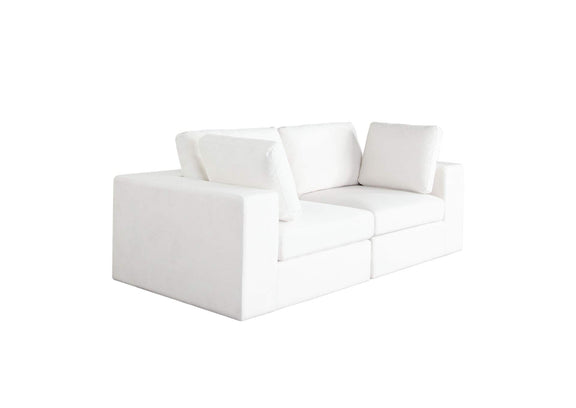 MUSE2SCWH Muse 2pc Modular Sofa In Mist White Performance Fabric