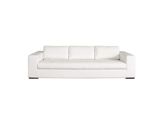 MUSESOWH Muse Sofa In Mist White Performance Fabric W/ (4) Black Accent Pillows
