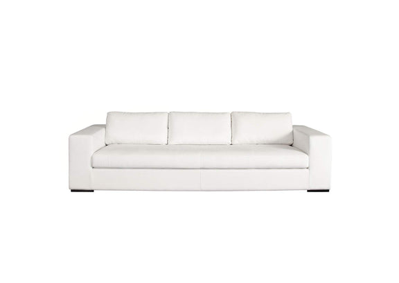 MUSESOWH Muse Sofa In Mist White Performance Fabric W/ (4) Black Accent Pillows