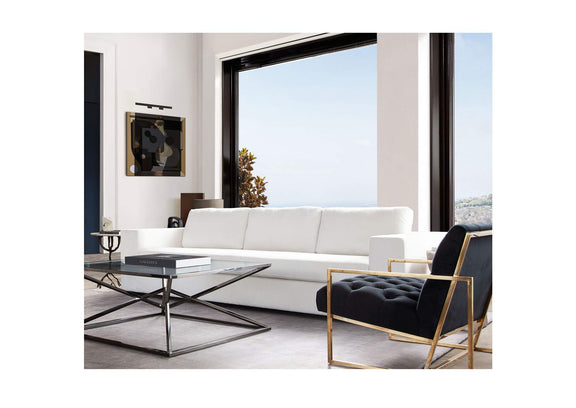 MUSESOWH Muse Sofa In Mist White Performance Fabric W/ (4) Black Accent Pillows