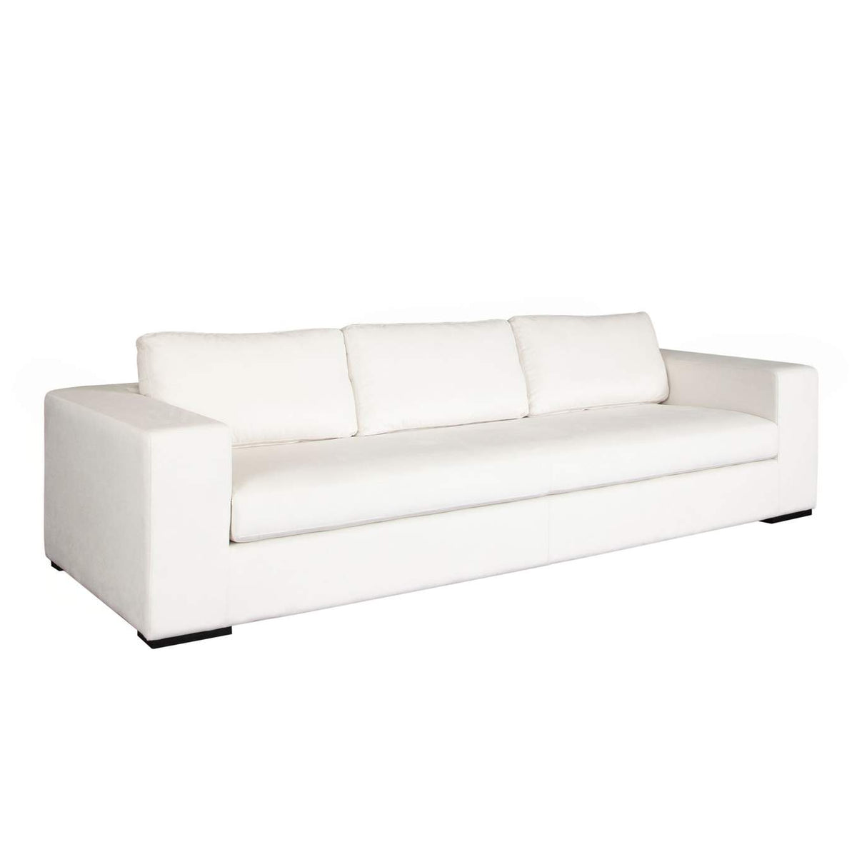 MUSESOWH Muse Sofa In Mist White Performance Fabric W/ (4) Black Accent Pillows