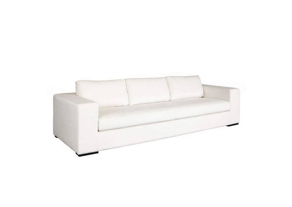 MUSESOWH Muse Sofa In Mist White Performance Fabric W/ (4) Black Accent Pillows