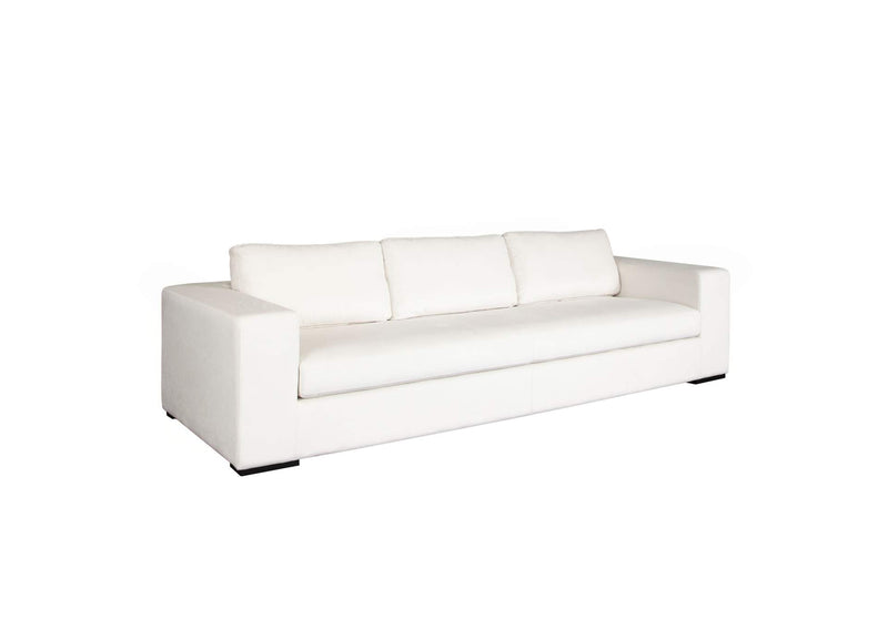 MUSESOWH Muse Sofa In Mist White Performance Fabric W/ (4) Black Accent Pillows