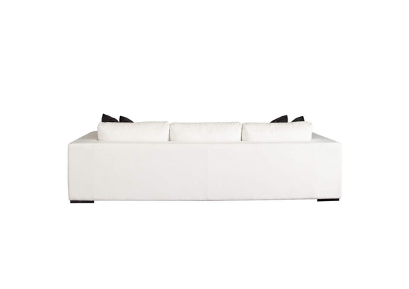 MUSESOWH Muse Sofa In Mist White Performance Fabric W/ (4) Black Accent Pillows