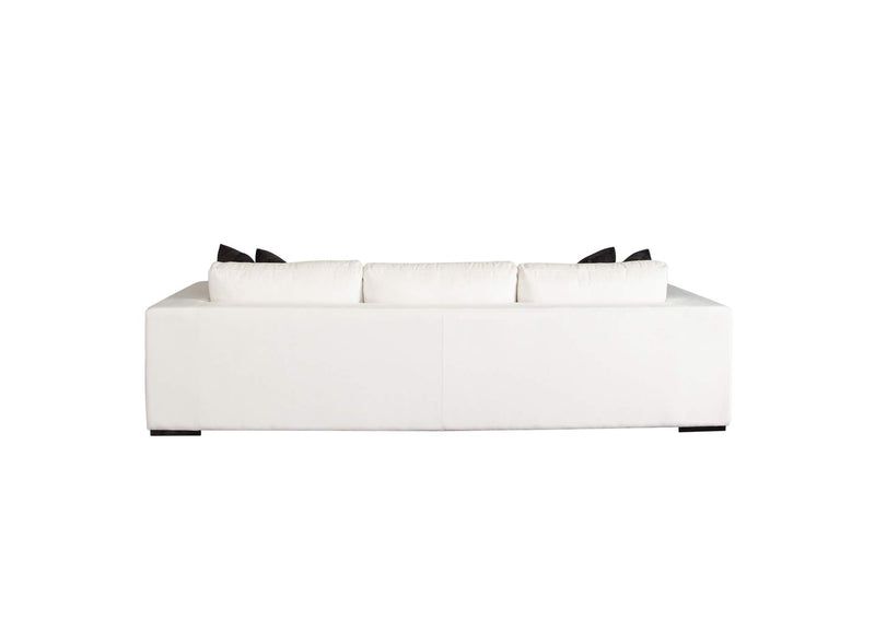 MUSESOWH Muse Sofa In Mist White Performance Fabric W/ (4) Black Accent Pillows