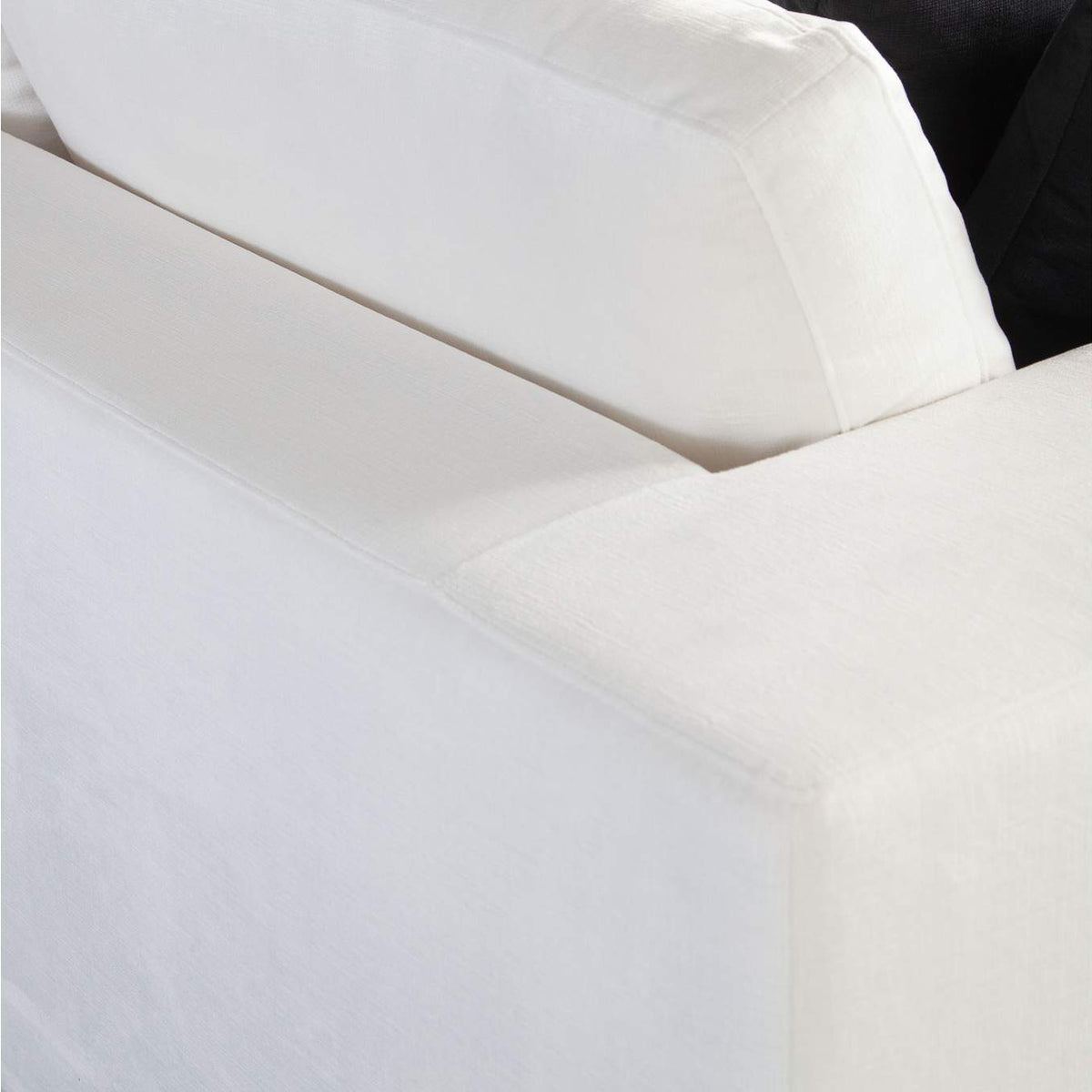 MUSESOWH Muse Sofa In Mist White Performance Fabric W/ (4) Black Accent Pillows