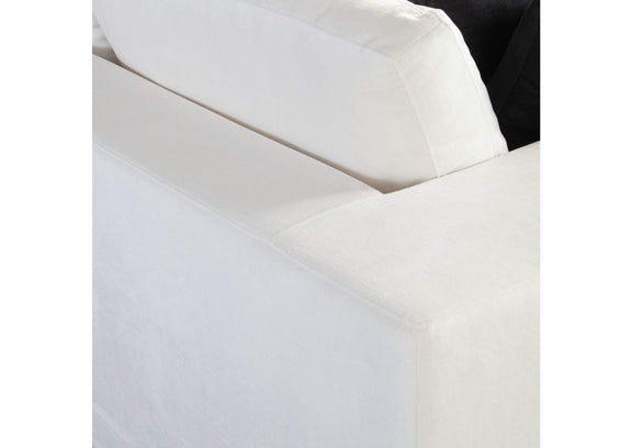 MUSESOWH Muse Sofa In Mist White Performance Fabric W/ (4) Black Accent Pillows