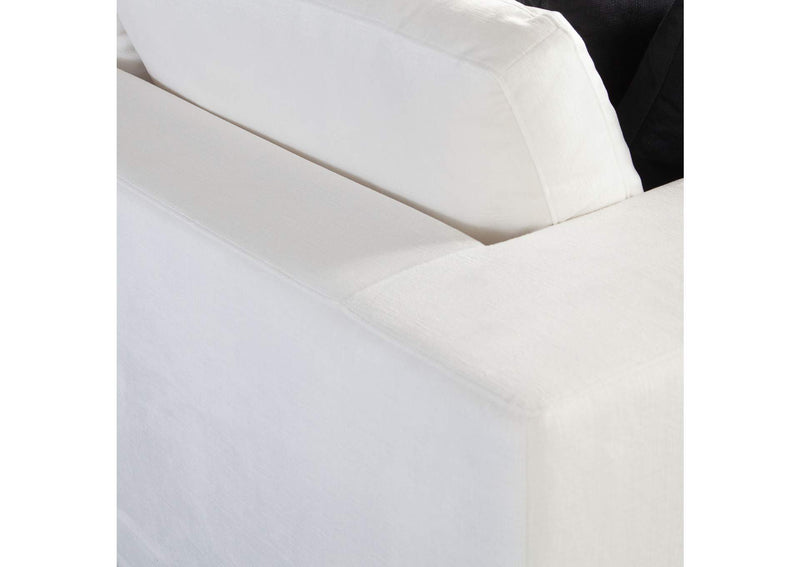 MUSESOWH Muse Sofa In Mist White Performance Fabric W/ (4) Black Accent Pillows