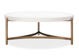 A8N121 Lyon Round White Concrete And Metal Coffee Table