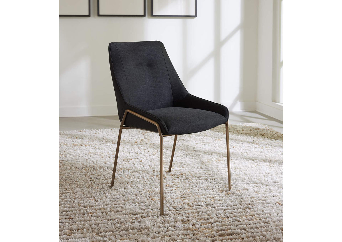 PUSJ63ASH Cyrus Upholstered Dining Chair In Coal Fabric And Brushed Bronze Metal (Set of 2)