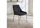 PUSJ63ASH Cyrus Upholstered Dining Chair In Coal Fabric And Brushed Bronze Metal (Set of 2)