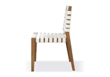 JVLH63W One Woven Leather And Solid Wood Dining Side Chair In White And Bisque (Set of 2)
