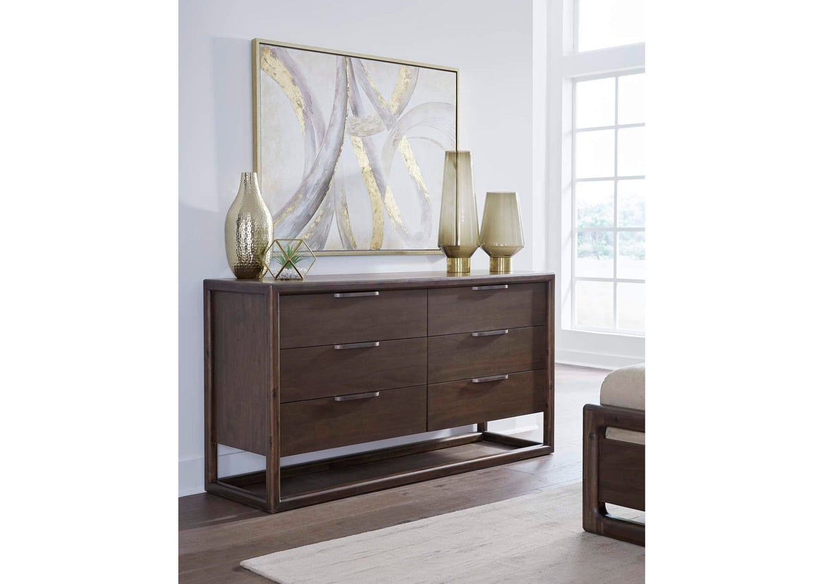 NXLJ82 Sol Six Drawer Acacia Wood Dresser In Brown Spice