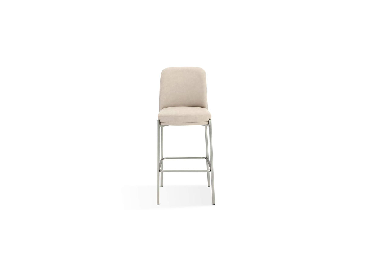 PWTB75JPG Dion Upholstered Bar Stool In Camel Synthetic Leather And Brushed Nickel Metal (Set of 2)