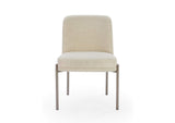 PWTB63JMW Dion Upholstered Dining Chair In Natural Light Linen And Brushed Nickel Metal (Set of 2)