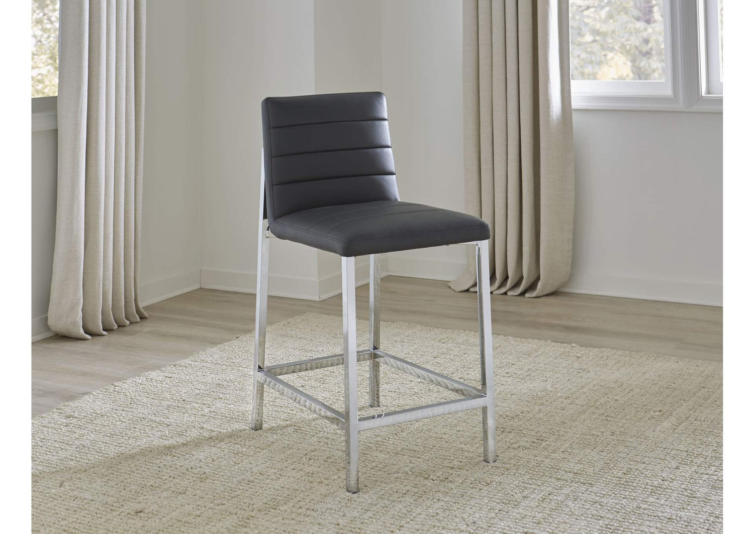 1AE868M Amalfi Metal Back Bar Stool In Cobalt Leather (Set of 2)