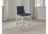 1AE868M Amalfi Metal Back Bar Stool In Cobalt Leather (Set of 2)