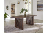 PGRR60 Fevano Solid Wood Rectangular Dining Table In Smoked Brown