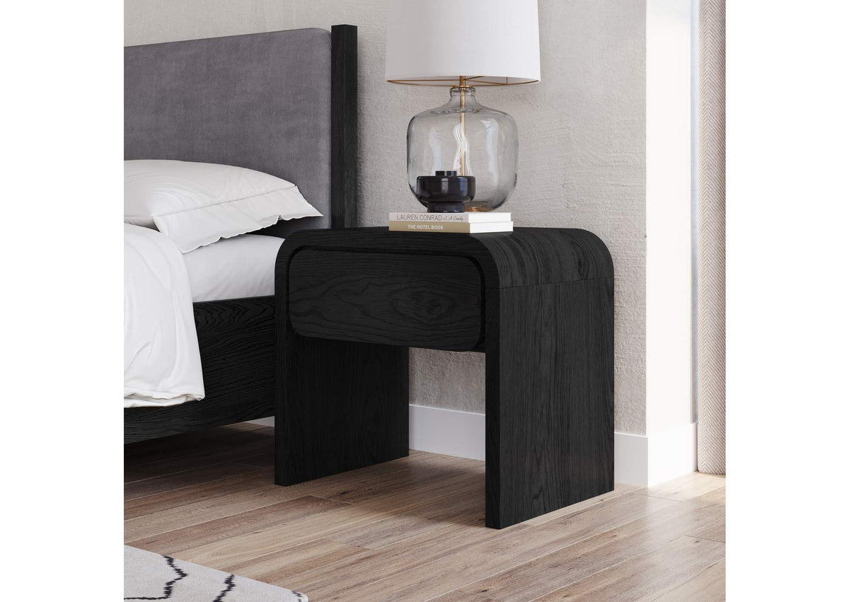 PRKS81 Elora One Drawer Nightstand In Jet Black Ash