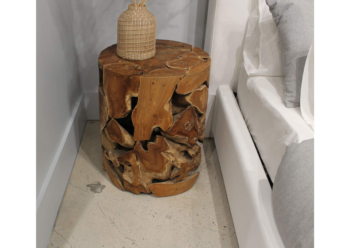 JVHS22SR One Teak Slice Round End Table In Warm Teak