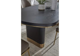 MPMV60 Doheny Wood And Metal Oval Dining Table In Black And Brass