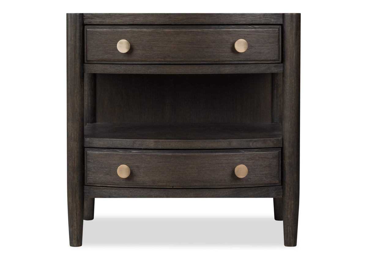 QBTS81B Rockport Two Drawer One Shelf Oak Wood Nightstand In Yin