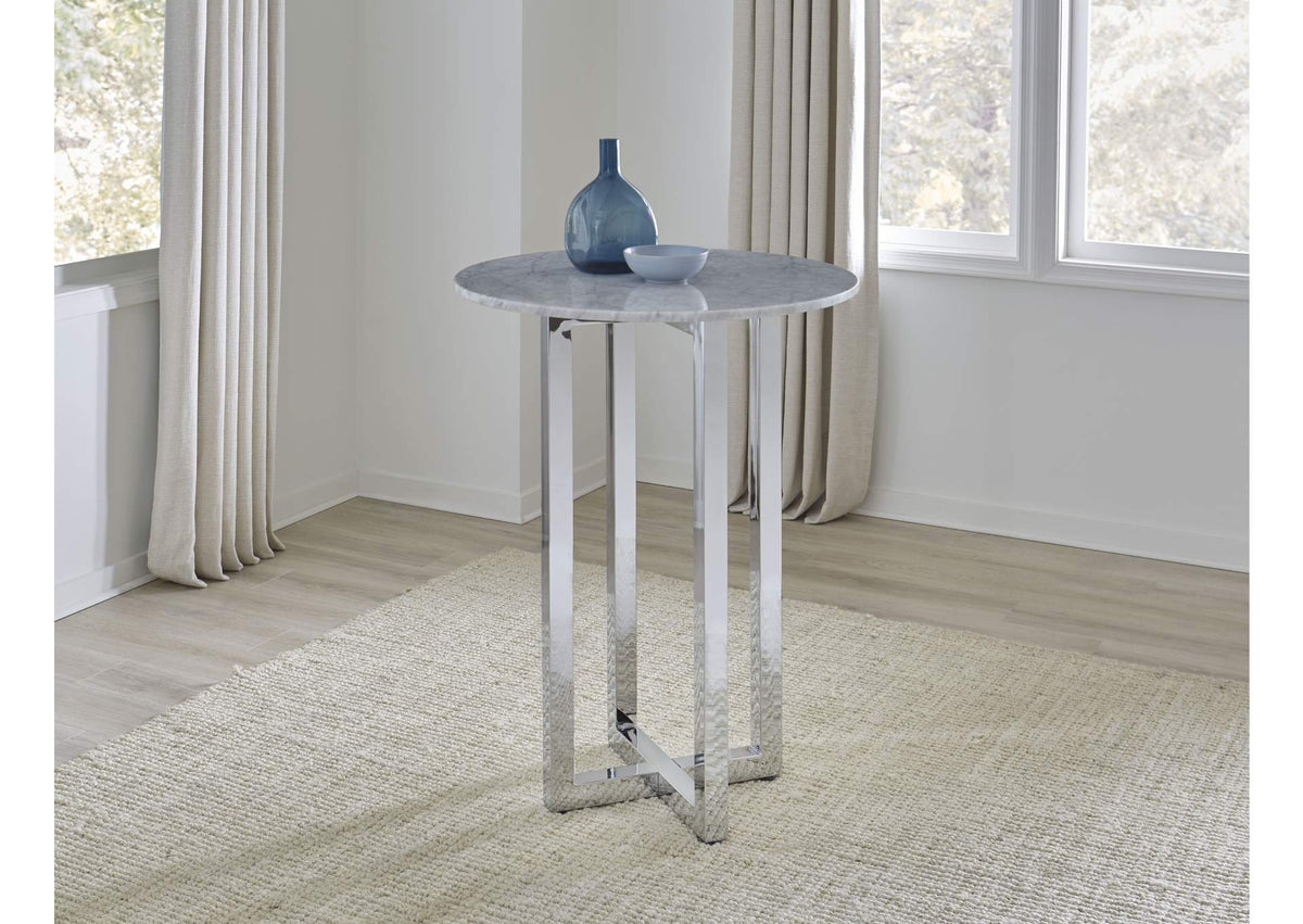 1AJ5633M Amalfi 32 Inch Round Carrara Marble Top Bar Table
