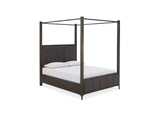 5NL2B5 Lucerne Queen Size Upholstered Canopy Bed In Vintage Coffee