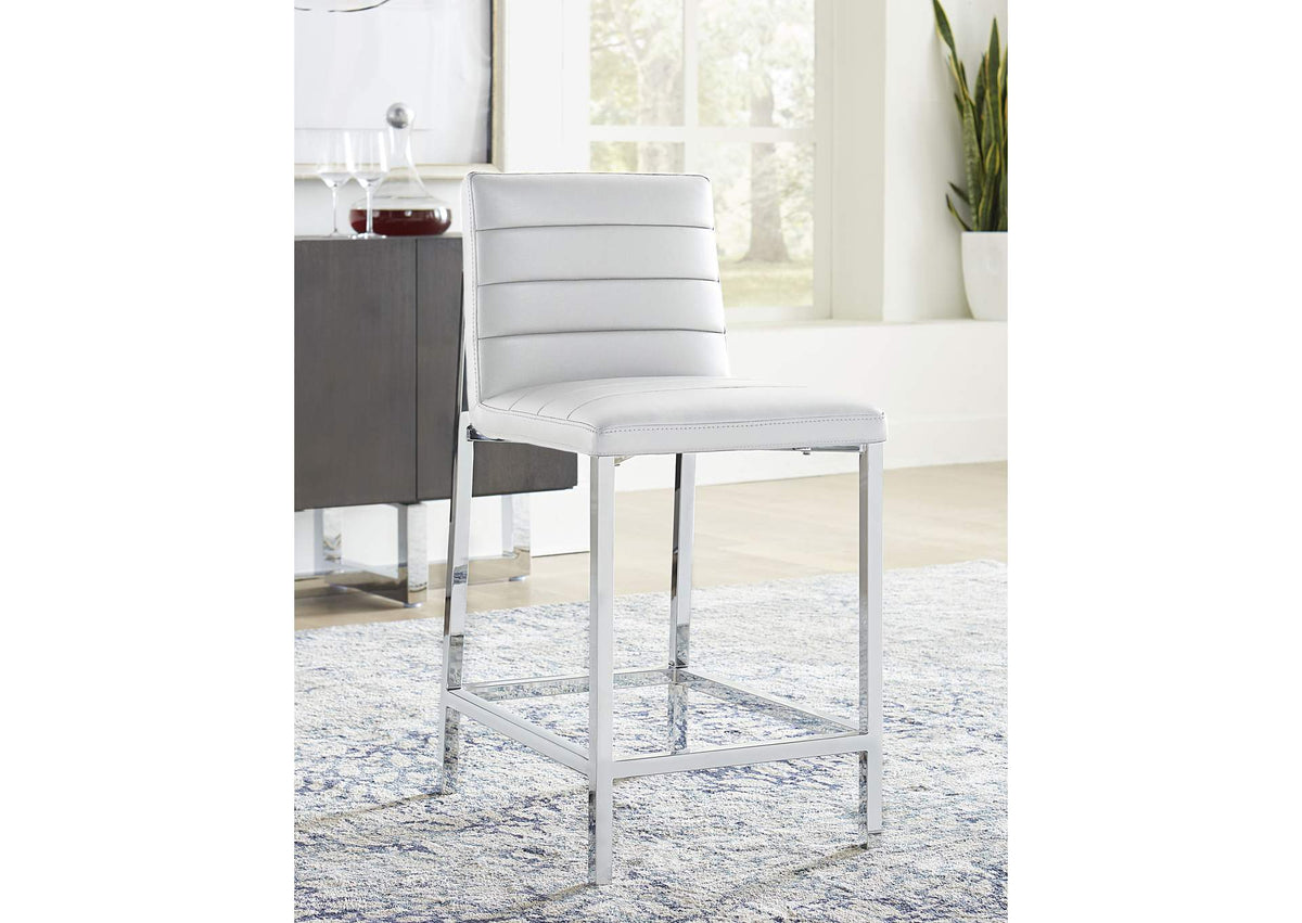 1AA470M Amalfi Metal Back Counter Stool In White Leather (Set of 2)