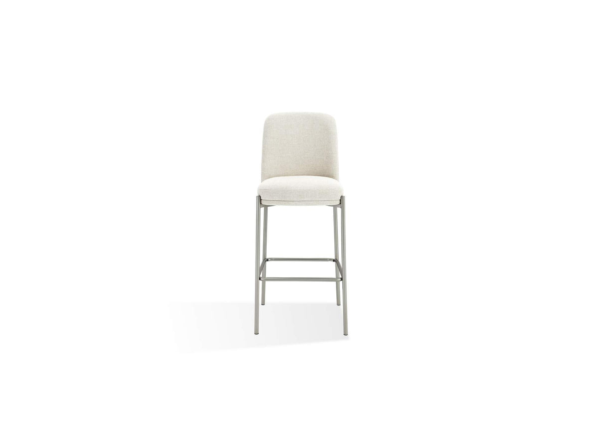 PWTB75JMW Dion Upholstered Bar Stool In Natural Light Linen And Brushed Nickel Metal (Set of 2)