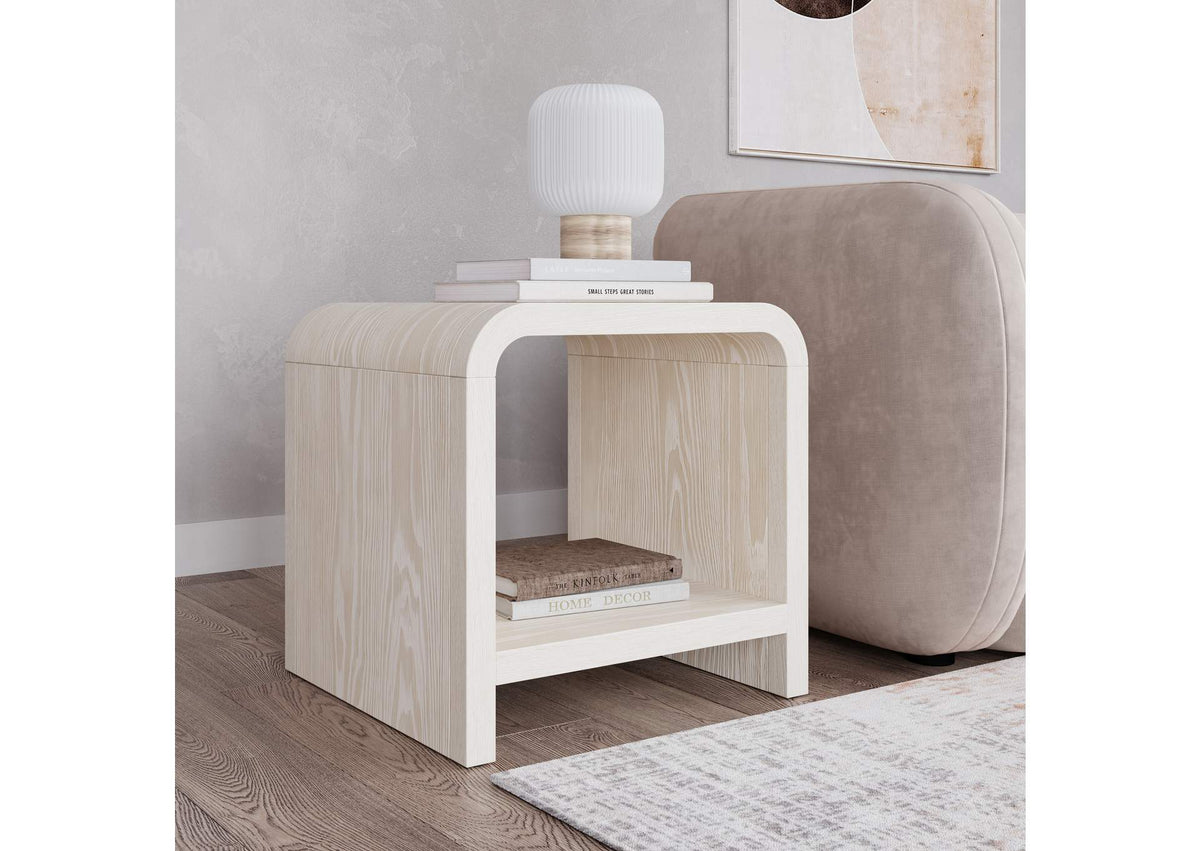 NKNF22 Drake Ash Wood Side Table In Sugar