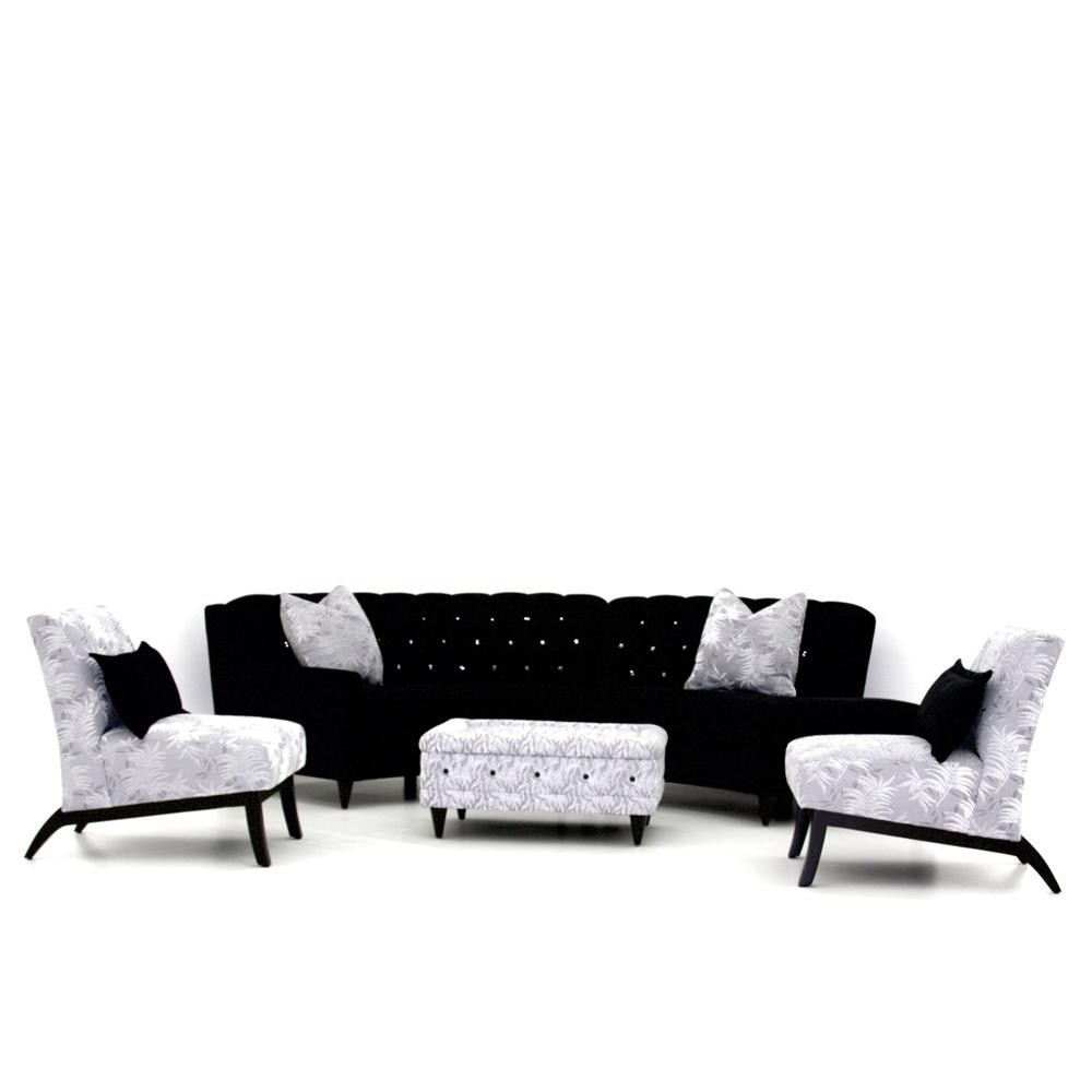 Nova Sofa Collection in black and Leafy White