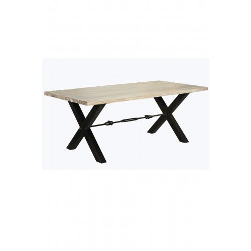 Calvin Dining Table Antique White and Smoke