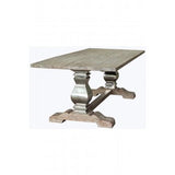 Daniel Dining Table Antique White and High Polish Steel